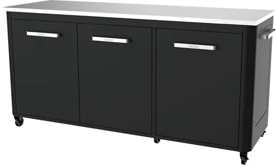 cozze utebord med 3 dører og 6 hjul rustfritt stål/svart/grå